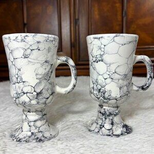 NWOT Set of 2 Marble Design Irish Coffee Cappuccino Latte Mugs